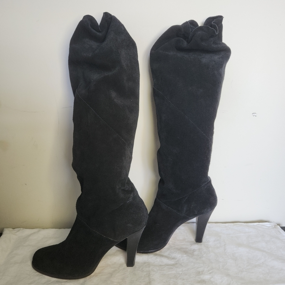 Mmk Knee High Black Leather Boots